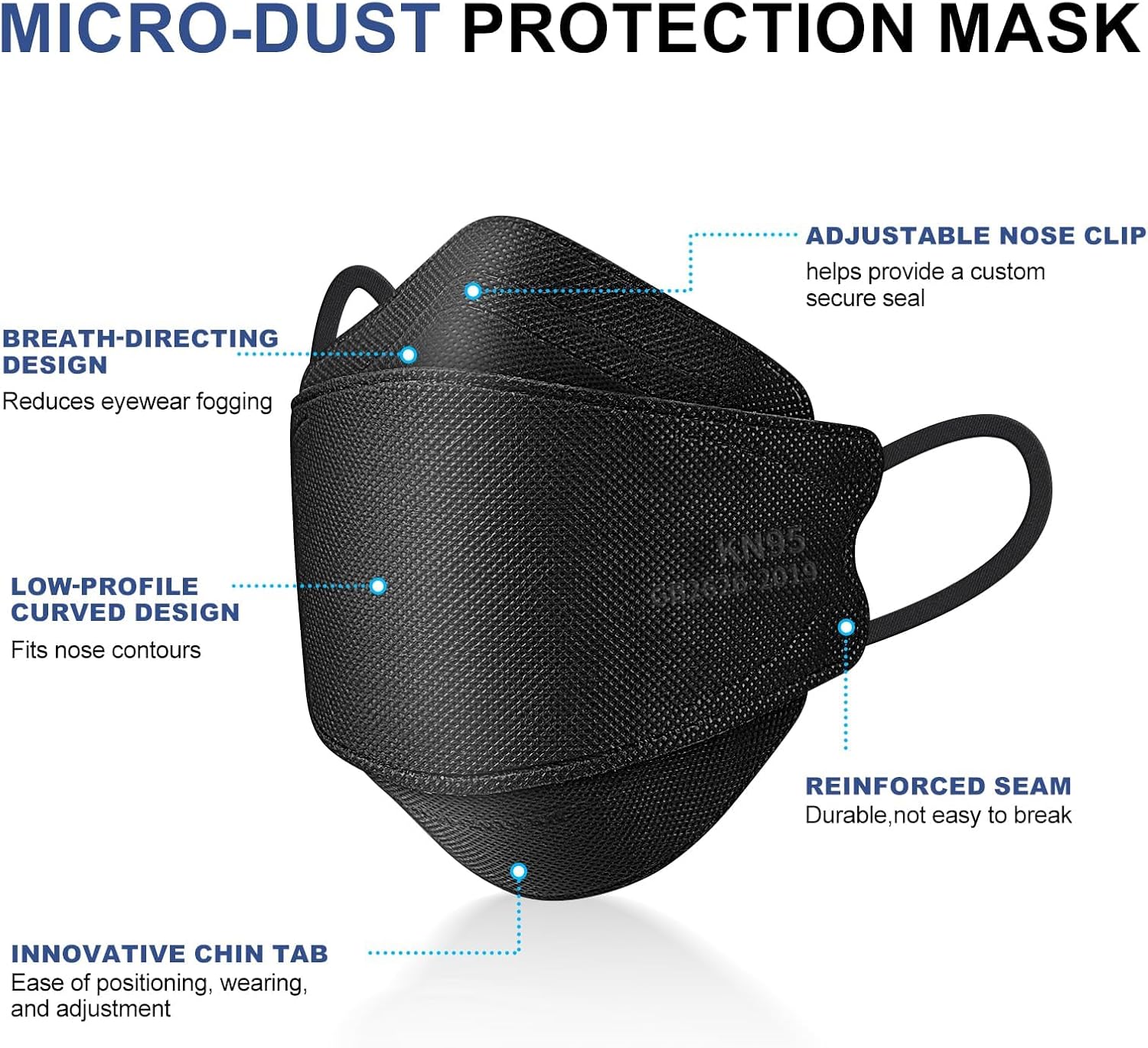 KN95 Face Mask Disposable Adults - 100 Pack 5 Layer Protection Adjustable KN95 Mask Breathable Comfortable Respirator Women Men KN95 Face Mask Individually Wrapped - Image 4