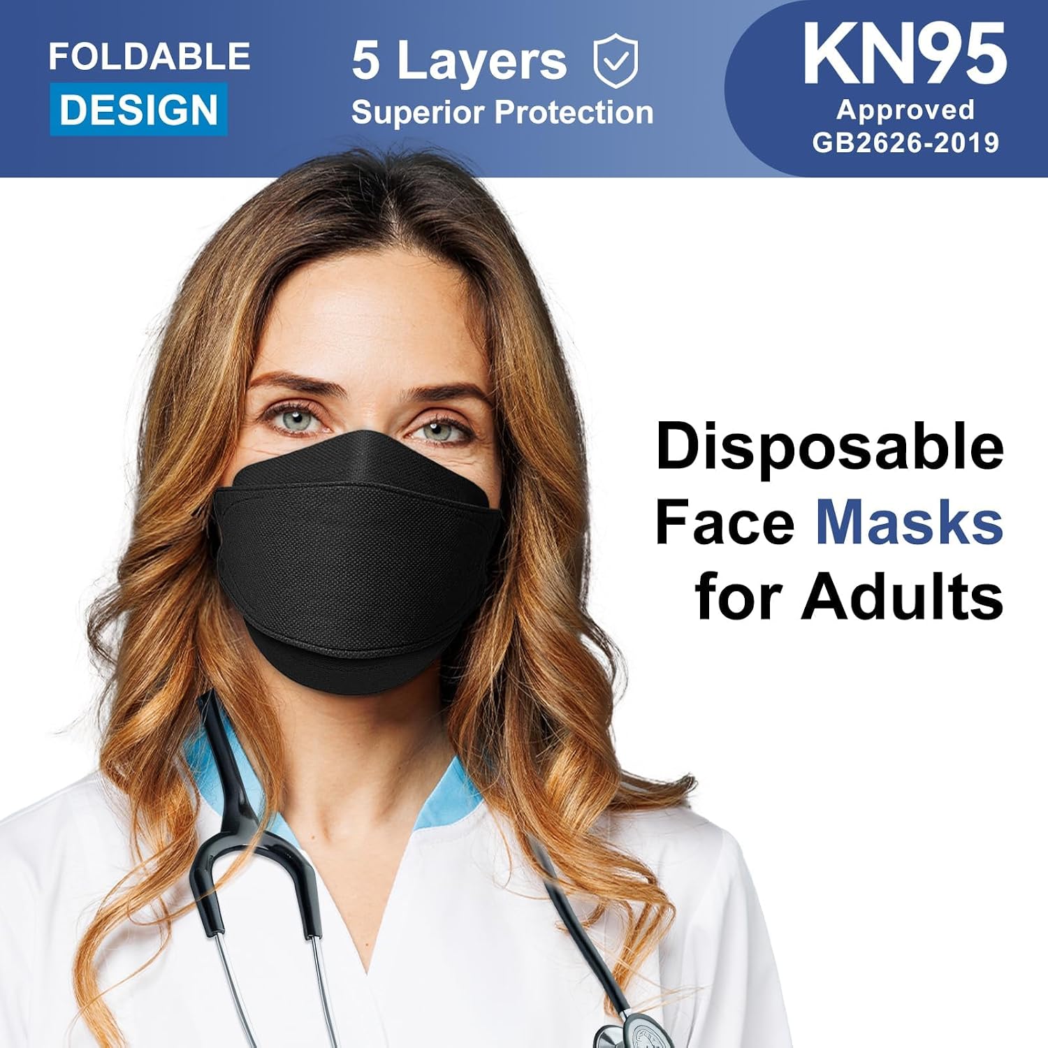 KN95 Face Mask Disposable Adults - 100 Pack 5 Layer Protection Adjustable KN95 Mask Breathable Comfortable Respirator Women Men KN95 Face Mask Individually Wrapped - Image 8