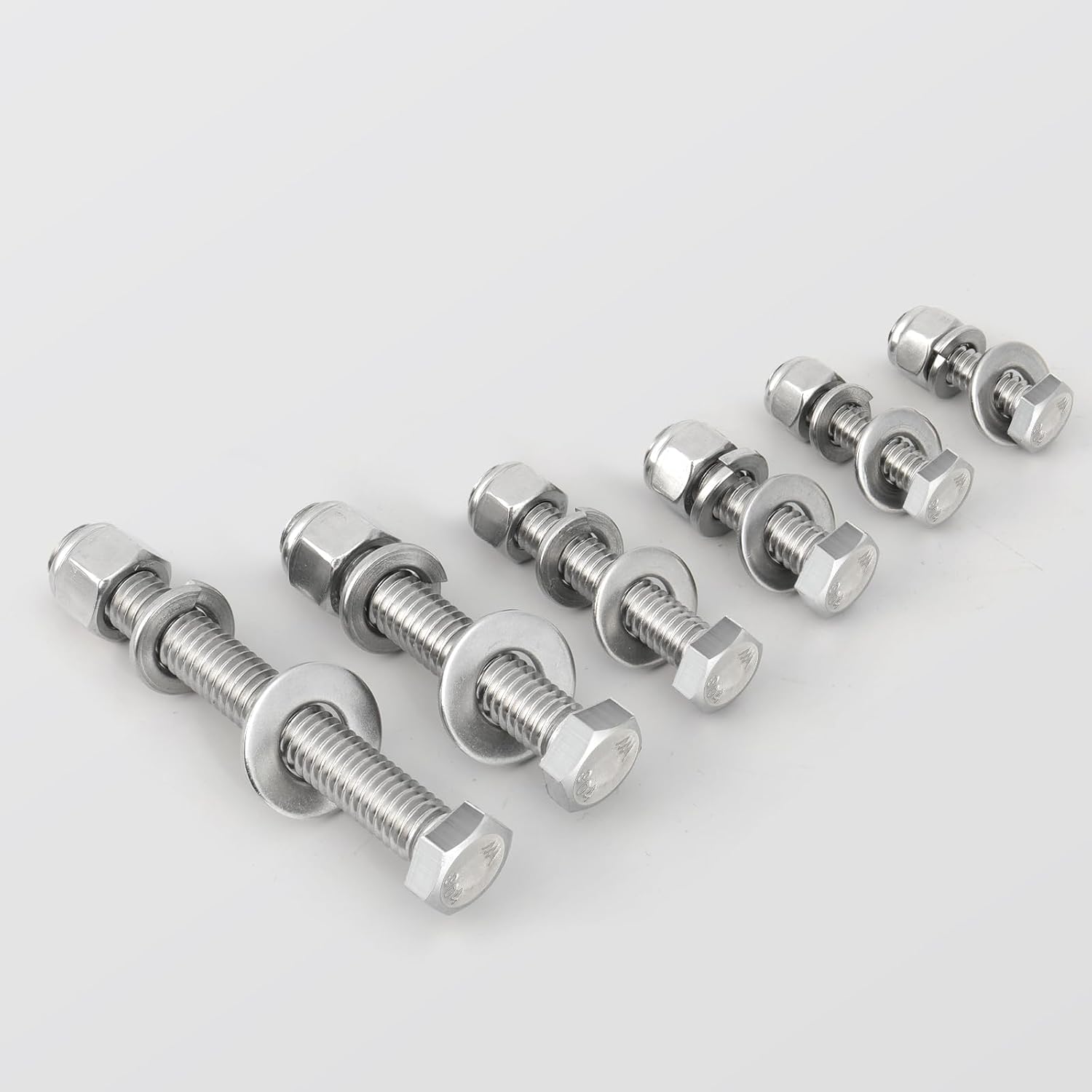 (12 Sets) 1/4-20 x 2-1/2" Hex Head Screw Bolt,Lock Nuts,Flat & Lock Washers Kits,304 Stainless Steel 18-8,Fully Threaded - Image 4