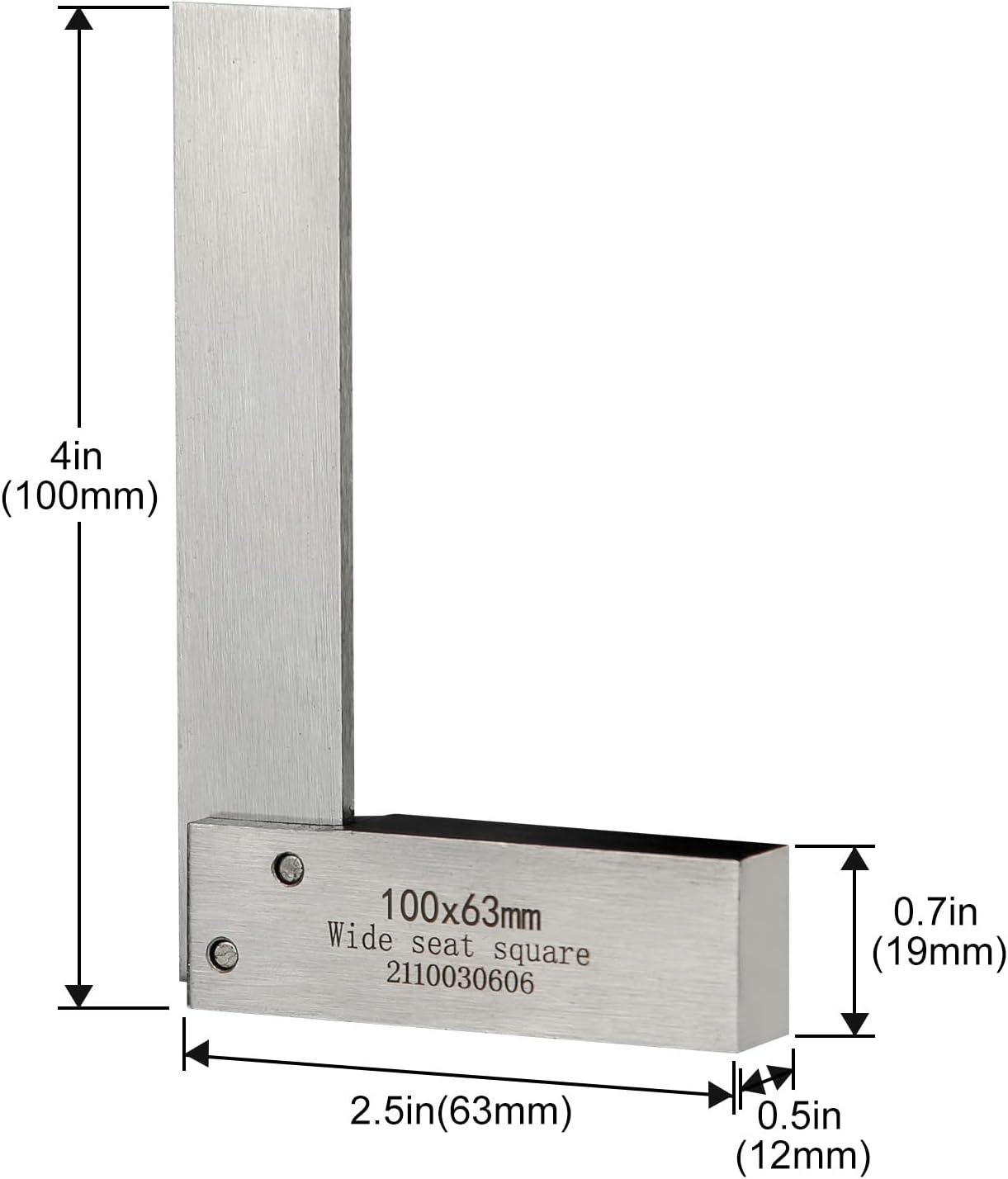 Machinist Square Precision Engineer Wide Seat Square 90 Right Angle Ground Hardened Steel Angle Ruler 4 x 2.5 Inch - Image 3